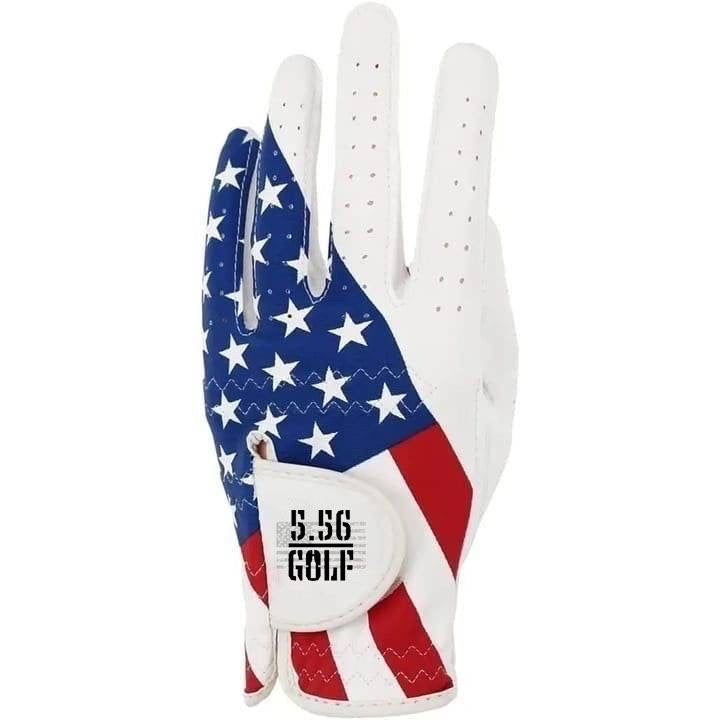 5.56 American Flag Leather Golf Glove (Extra Large) Velcro wrist