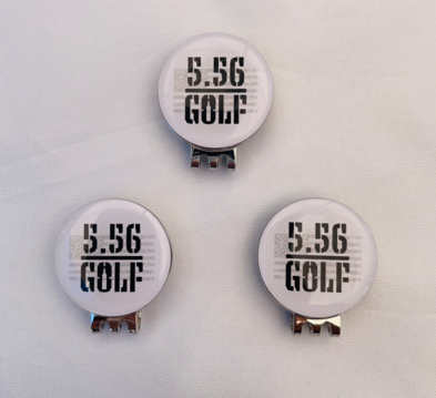 5.56 Golf: (3 PACK) Resin Ball Marker, Magnetic Hat Clip. Easy on & off