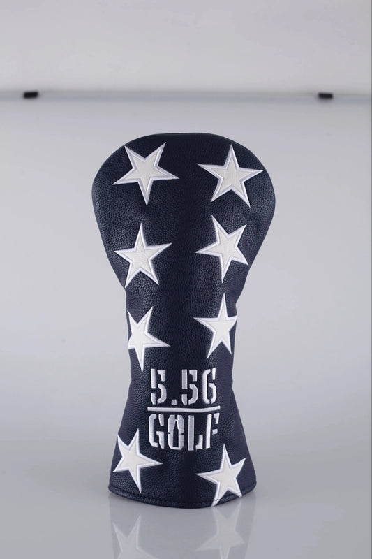 American Stars Golf Driver Head Cover Leather & Embordered Double Elastic Band Backing