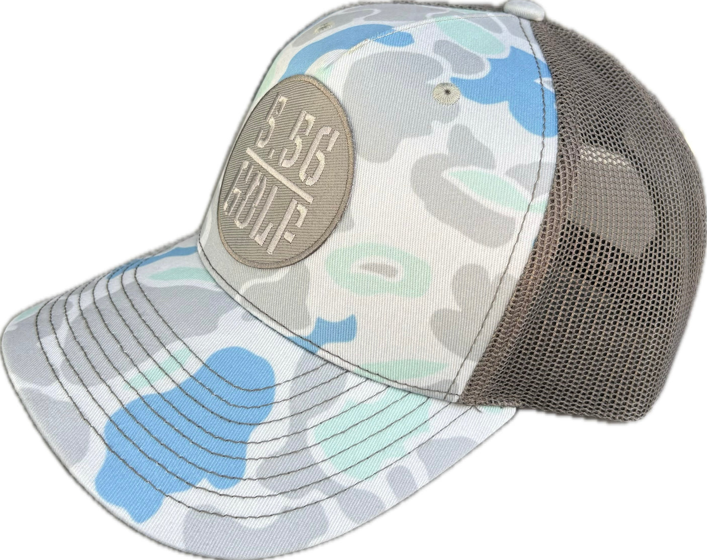 5.56 Golf: Blue Camo Net Snap Back Fairway Hat